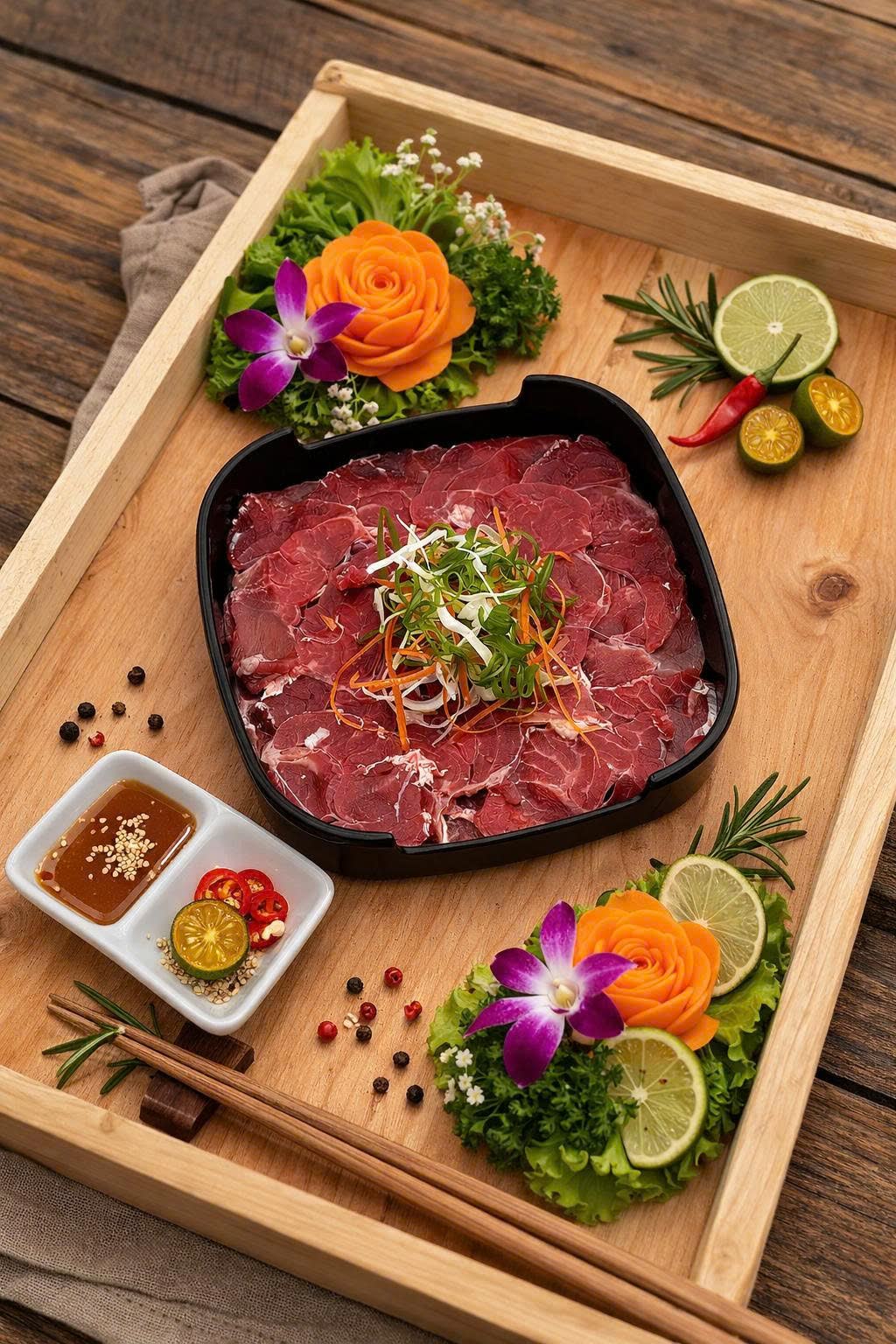 Không gian món ăn tại Tiệm lẩu Ông Quan